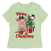 Matcha merry christmas pig Ladies Tee - RanaPortraitStore