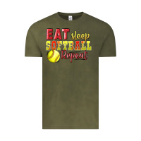 Vintage Olive Eat Sleep Softball Repeat Vintage Tee - LillyAllenDesigns