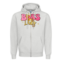 Dove Grey boss lady Zipper Hoodie - LillyAllenDesigns