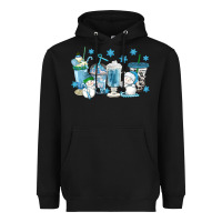 Black winter snowman coffee cups Heavyweight Hoodie - texasbilliewilder