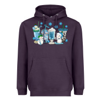 Plum winter snowman coffee cups Heavyweight Hoodie - texasbilliewilder