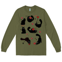 Army Green valentine cat Long Sleeve Tee - MaliasSmallBusiness