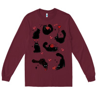 Burgundy valentine cat Long Sleeve Tee - MaliasSmallBusiness
