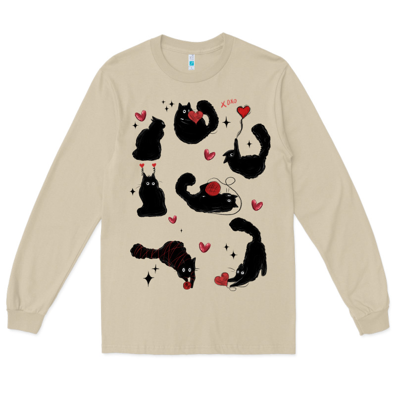 Valentine Cat Long Sleeve Tee by MaliasSmallBusiness | Teevron