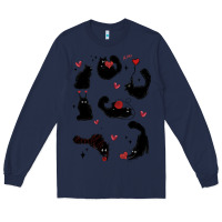 Navy valentine cat Long Sleeve Tee - MaliasSmallBusiness
