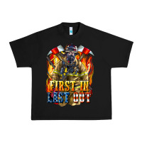 Black First In last Out American Firefighter Urban Heavy Tee - LillyAllenDesigns