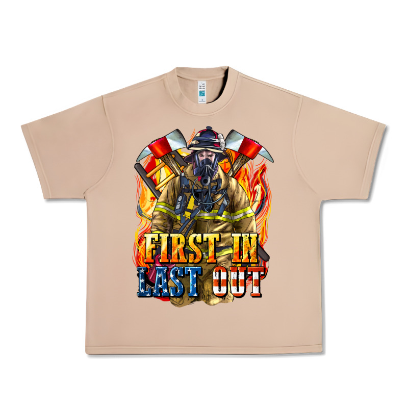 First In Last Out American Firefighter Urban Heavy Tee by LillyAllenDesigns | Teevron
