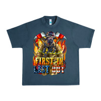 Midnight Navy First In last Out American Firefighter Urban Heavy Tee - LillyAllenDesigns