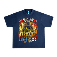 Navy First In last Out American Firefighter Urban Heavy Tee - LillyAllenDesigns
