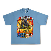 Pebble Blue First In last Out American Firefighter Urban Heavy Tee - LillyAllenDesigns