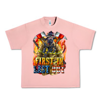 Salmon First In last Out American Firefighter Urban Heavy Tee - LillyAllenDesigns