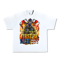 White First In last Out American Firefighter Urban Heavy Tee - LillyAllenDesigns