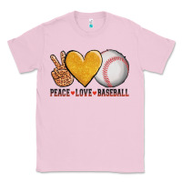 Bubblegum Pink peace love baseball Classic Tee - AdoDesignShop
