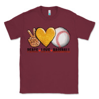 Burgundy peace love baseball Classic Tee - AdoDesignShop