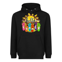 Black hello summer with flip flops Heavyweight Hoodie - NancyCooperArtShop
