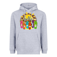 Heather Grey hello summer with flip flops Heavyweight Hoodie - NancyCooperArtShop