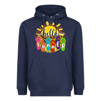 Navy hello summer with flip flops Heavyweight Hoodie - NancyCooperArtShop