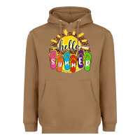 Toasted Coconut hello summer with flip flops Heavyweight Hoodie - NancyCooperArtShop