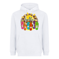 White hello summer with flip flops Heavyweight Hoodie - NancyCooperArtShop