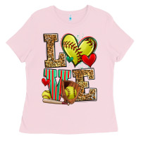 Bubblegum Pink love softball Ladies Tee - Zillion Design Studio
