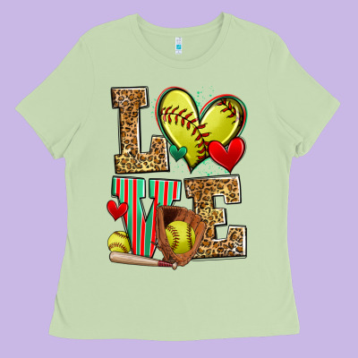 Love Softball Ladies Tee Designed By Zillion Design Studio
