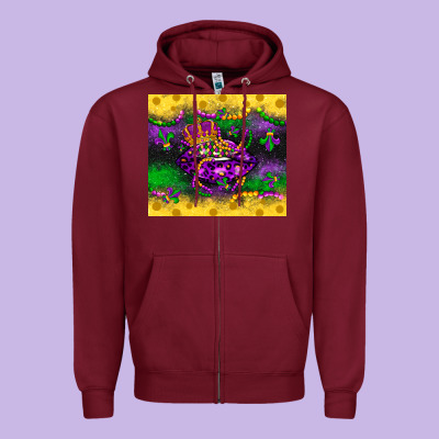 Mardi Gras Lips Zipper Hoodie Designed By Lillyallendesigns