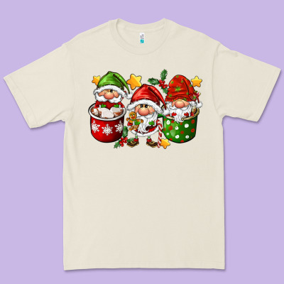 Coffee Cup Santa Gnomies Premium Tee Designed By Fadigitalartstudio
