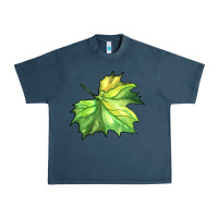 Midnight Navy green leaf Urban Heavy Tee - BarkalooDesign
