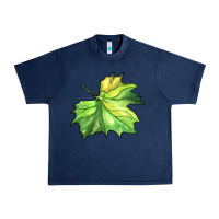 Navy green leaf Urban Heavy Tee - BarkalooDesign