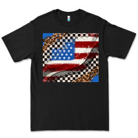 Black American flag and race flag Premium Tee - AdoDesignShop