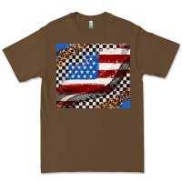 Cacao American flag and race flag Premium Tee - AdoDesignShop