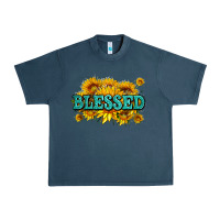Midnight Navy glitter blessed with sunflowers Urban Heavy Tee - AdoDesignShop