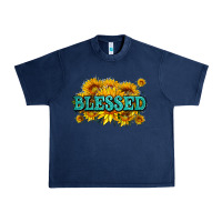 Navy glitter blessed with sunflowers Urban Heavy Tee - AdoDesignShop