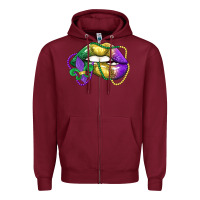 Burgundy mardi gras lips Zipper Hoodie - LillyAllenDesigns