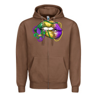 Chestnut mardi gras lips Zipper Hoodie - LillyAllenDesigns