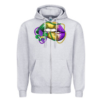 Heather Grey mardi gras lips Zipper Hoodie - LillyAllenDesigns