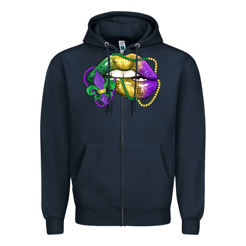 Mardi Gras Lips Zipper Hoodie by LillyAllenDesigns | Teevron