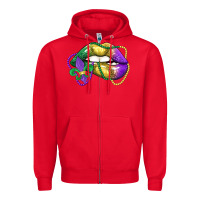 Red mardi gras lips Zipper Hoodie - LillyAllenDesigns