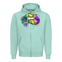 Seafoam mardi gras lips Zipper Hoodie - LillyAllenDesigns