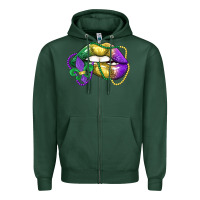 Sports Green mardi gras lips Zipper Hoodie - LillyAllenDesigns