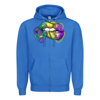 True Royal mardi gras lips Zipper Hoodie - LillyAllenDesigns