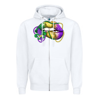 White mardi gras lips Zipper Hoodie - LillyAllenDesigns