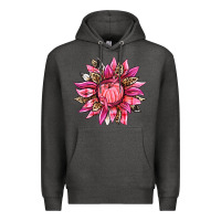 Charcoal Heather breast cancer sunflower Premium Hoodie - texasbilliewilder
