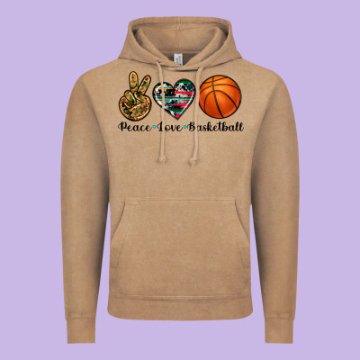Peace Love Basketball Vintage Hoodie Designed By Artiststas