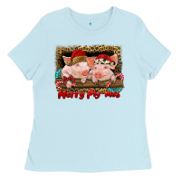 Baby Blue merry pig mas Ladies Tee - RanaPortraitStore