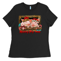 Black merry pig mas Ladies Tee - RanaPortraitStore