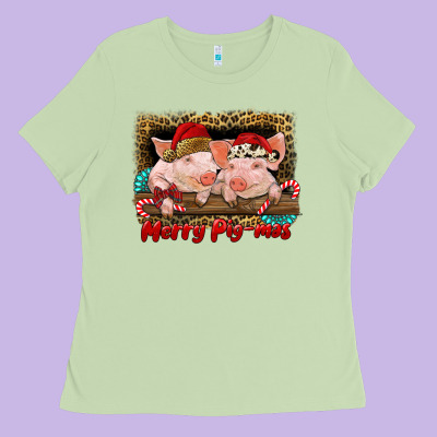 Merry Pig Mas Ladies Tee Designed By Ranaportraitstore