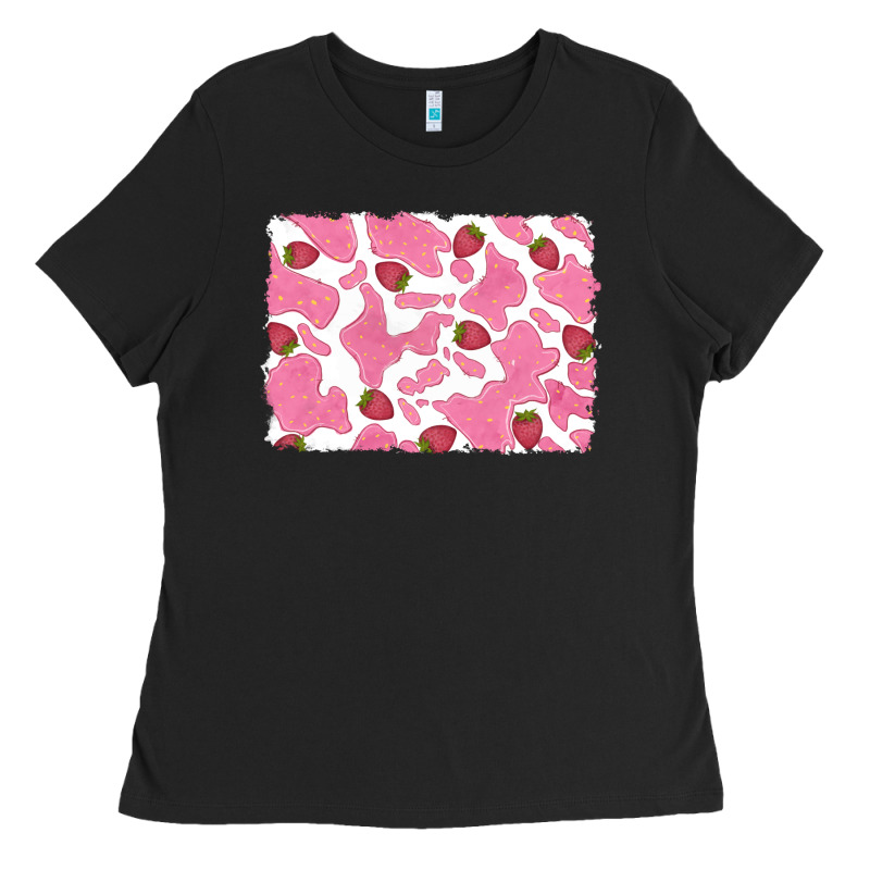 Distressed Strawberry Milkshake Cowhide Ladies Tee by RanaPortraitStore | Teevron