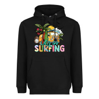 Black Let's go surfing Heavyweight Hoodie - NancyCooperArtShop