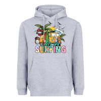 Heather Grey Let's go surfing Heavyweight Hoodie - NancyCooperArtShop